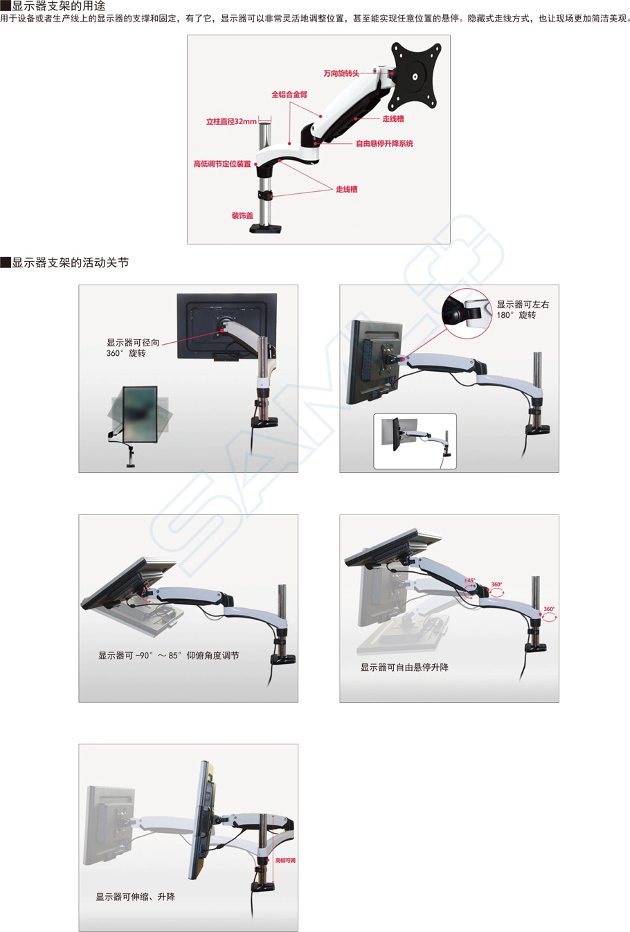 顯示器支架-水平多關(guān)節(jié)型WHB作用與用途