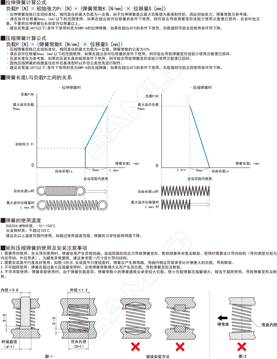 矩形壓縮彈簧-中載型安裝拆卸使用注意事項