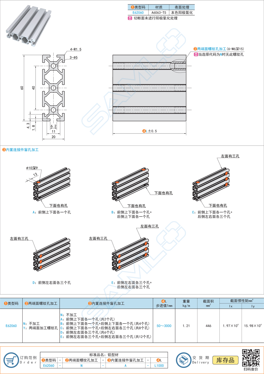 20系列鋁合金型材-20×60規(guī)格參數(shù)尺寸